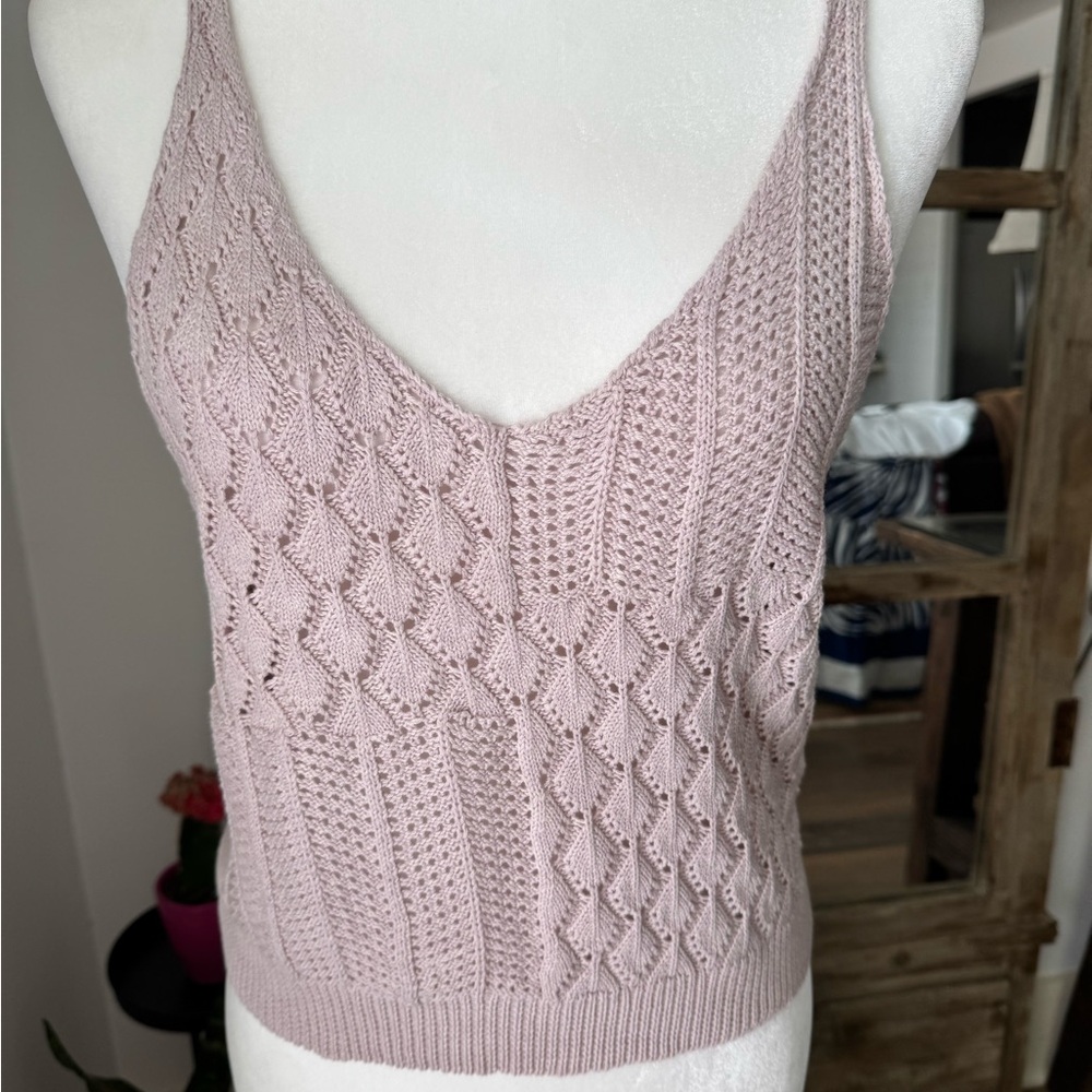 Pink Cropped Ribbed Tank Top